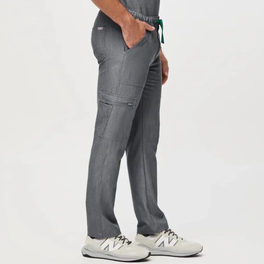 Figs Men's 'Cairo' Cargo Scrub Pants in 'Graphite' Gray/Green Size Large